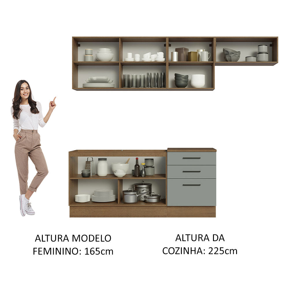 Cocina Integral 260cm Marrón/Gris Agata 02