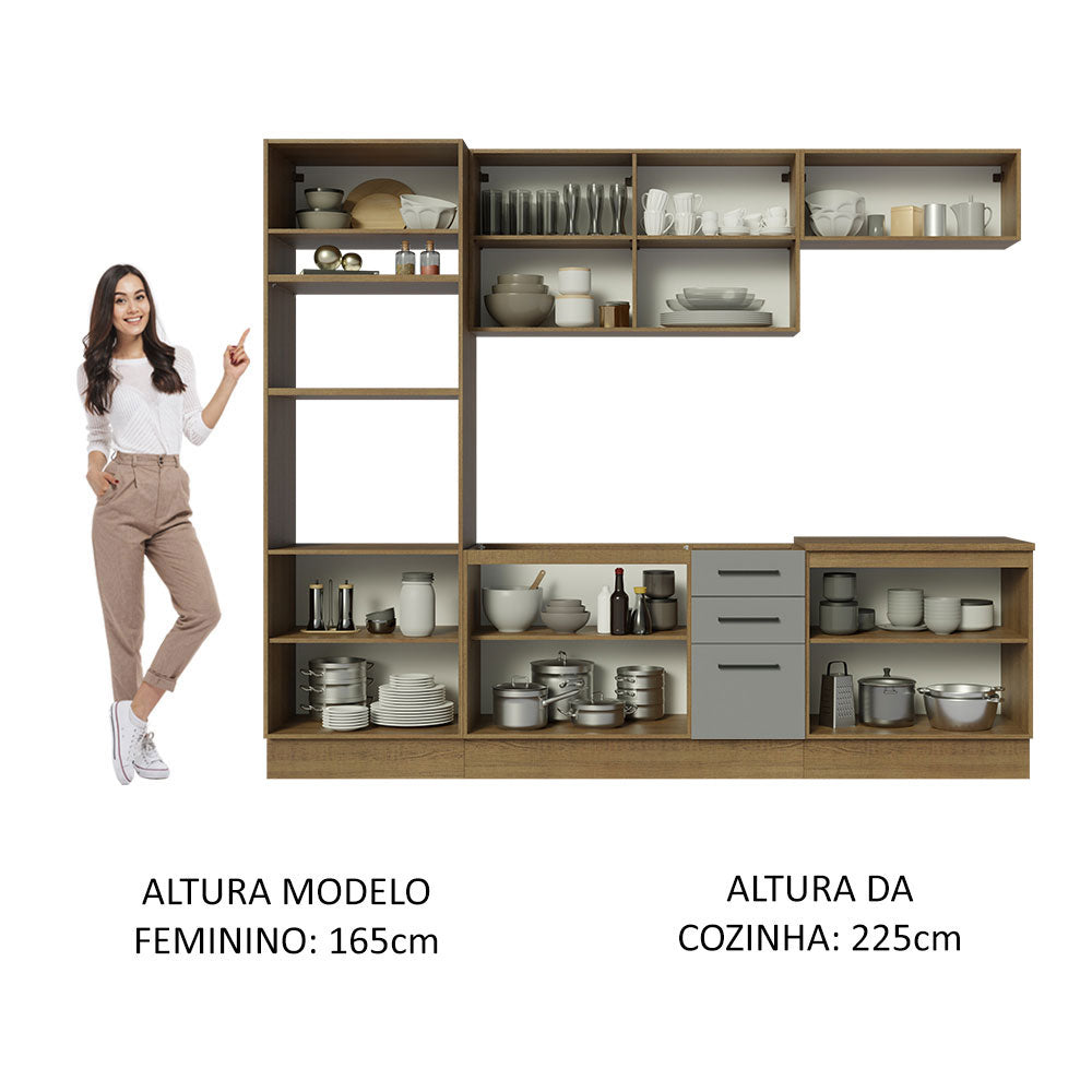 Cocina Integral 270cm Marrón/Gris Agata 01