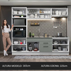 Cocina Integral 270 x 52 cm 9 Puertas 2 Cajones Blanco/Gris Agata Madesa