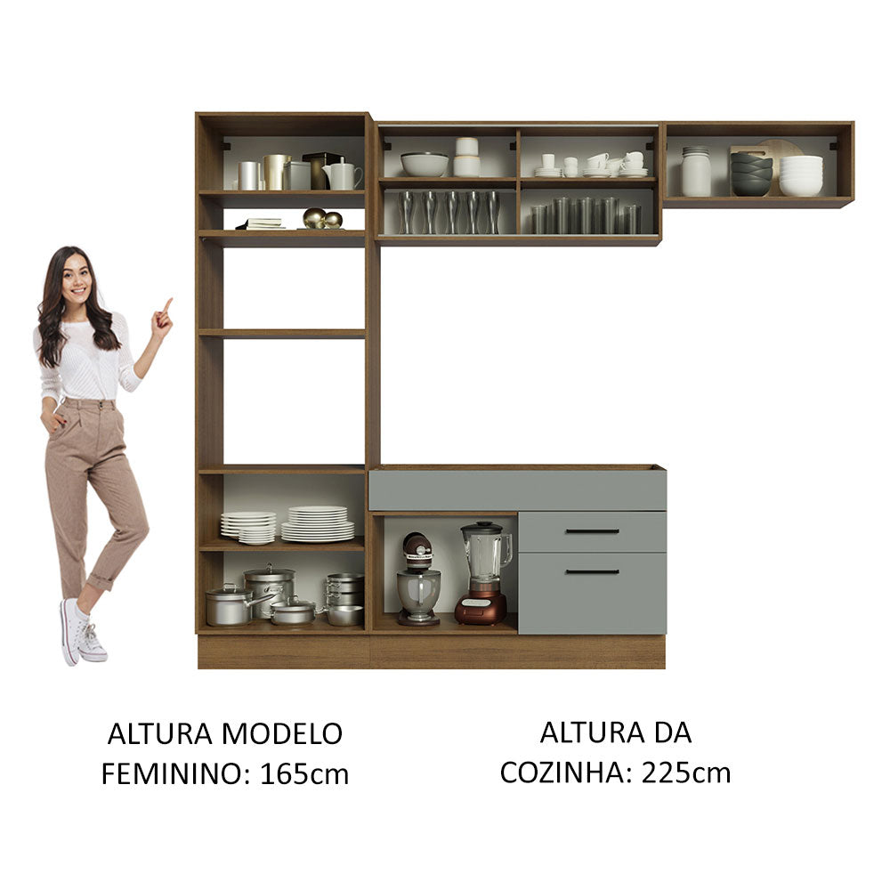 Cocina Integral 270cm Marrón/Gris Agata 04