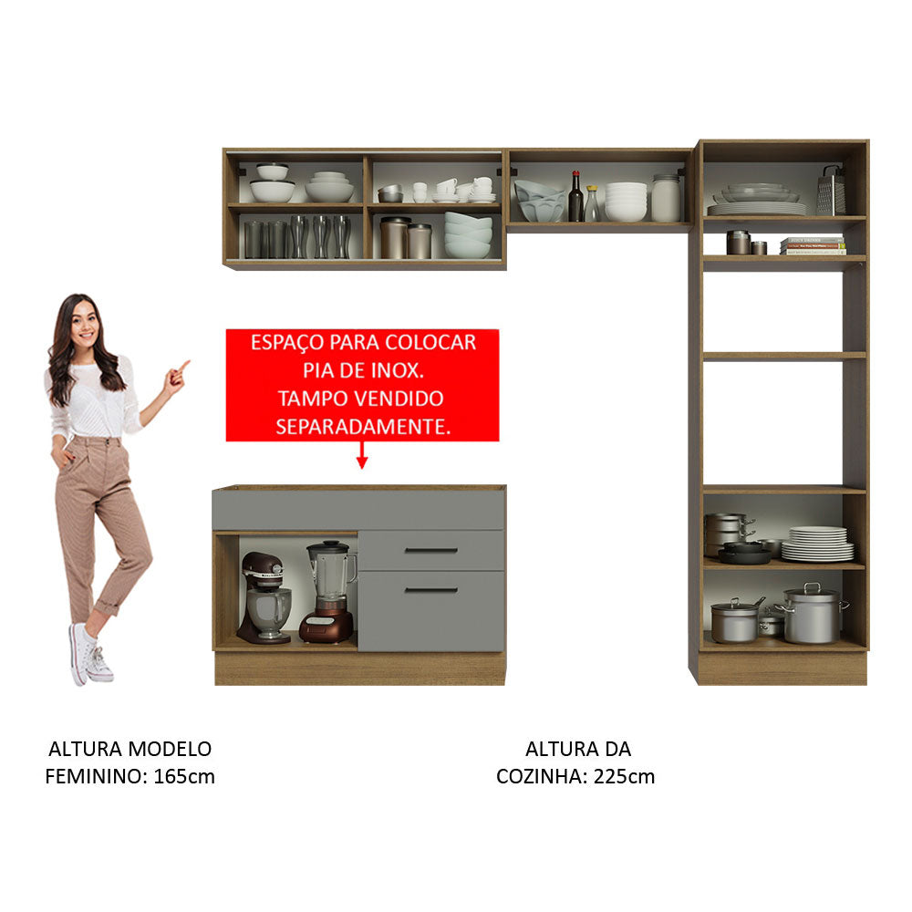 Cocina Integral 270cm Marrón/Gris Agata 05