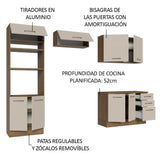 Cocina Integral 270cm Marrón/Crema Agata 07
