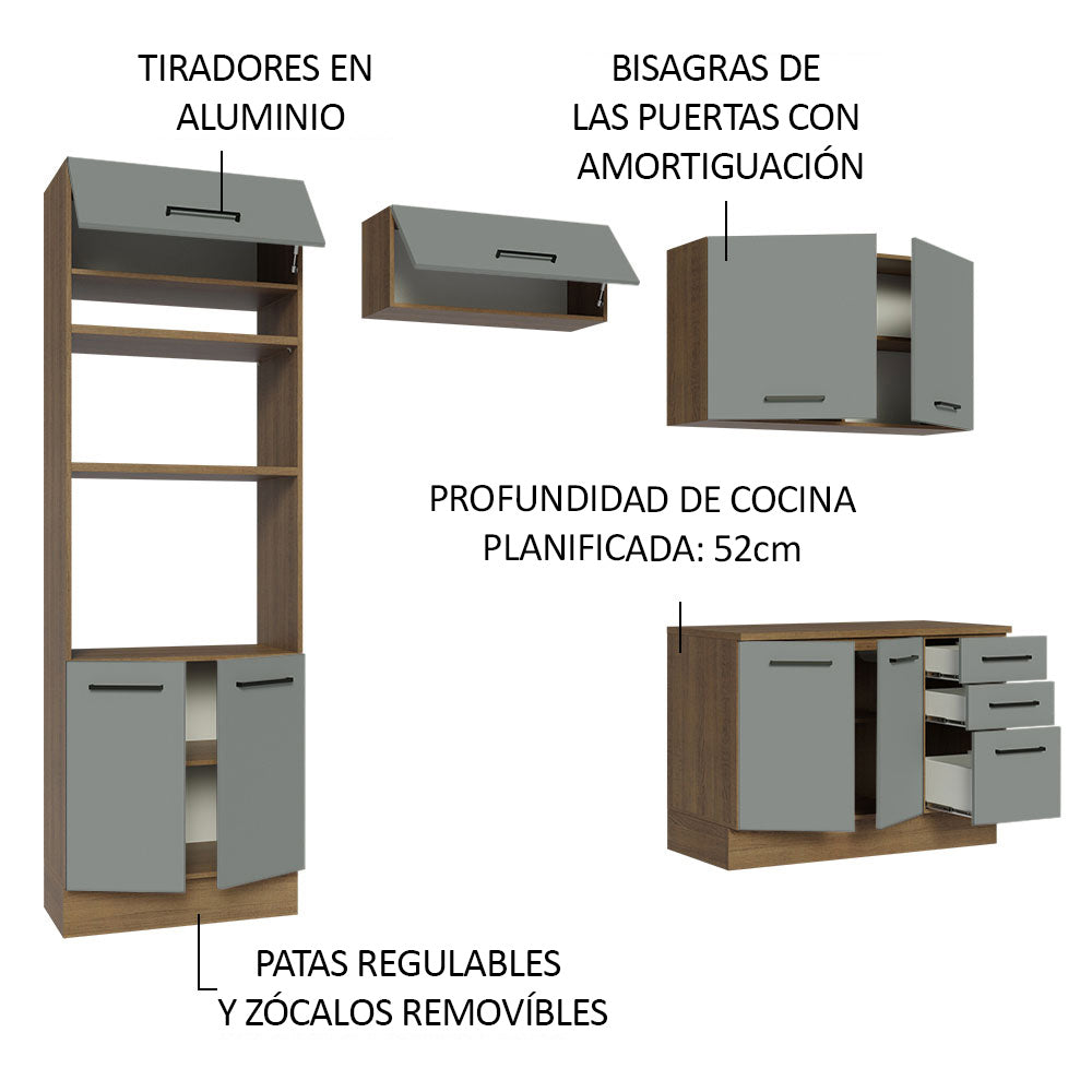 Cocina Integral 270 cm Gris/Marrón Agata Madesa