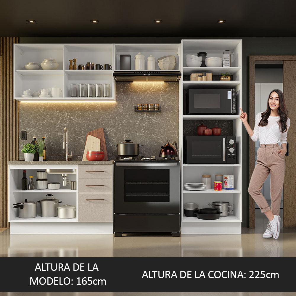 Cocina Integral 270cm Blanco/Crema Agata 08
