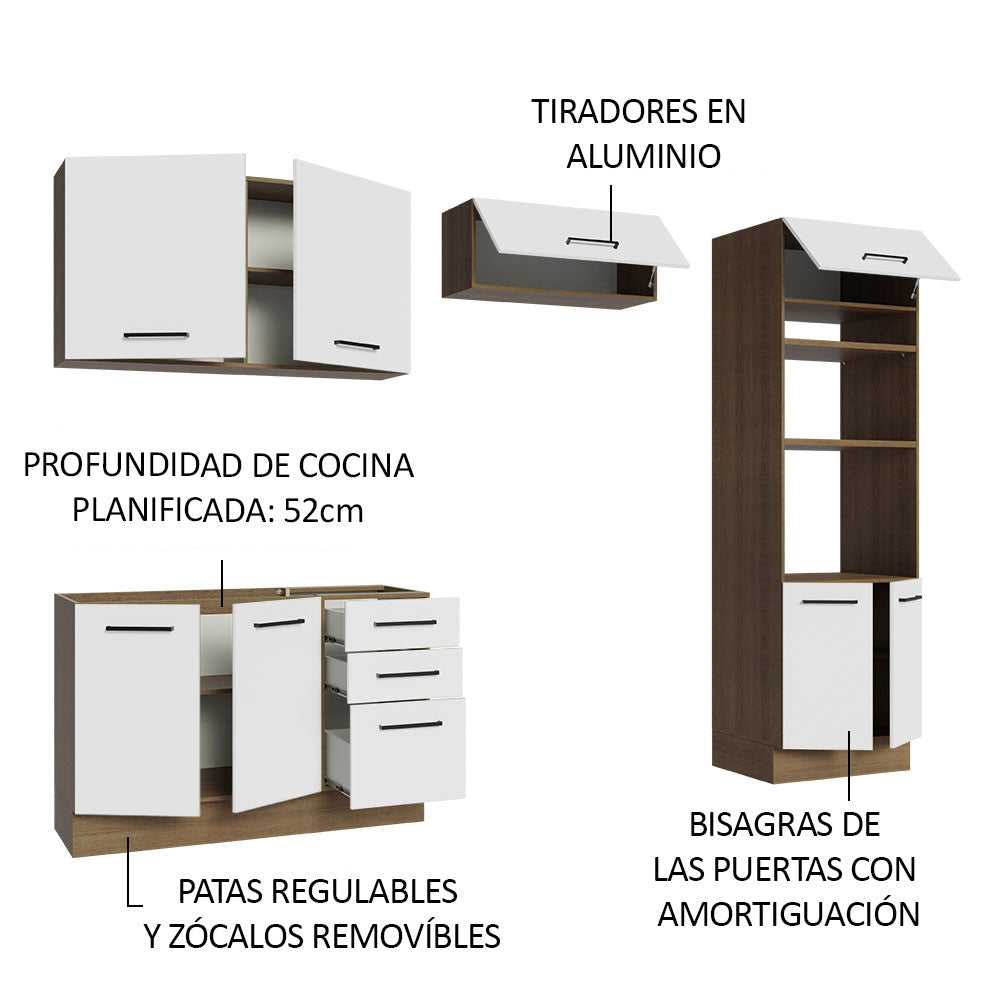 Cocina Integral 270 cm Marrón/Blanco Agata Madesa