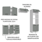 Cocina Integral 270 x 52 cm 8 Puertas 3 Cajones Blanco/Gris Agata Madesa 08