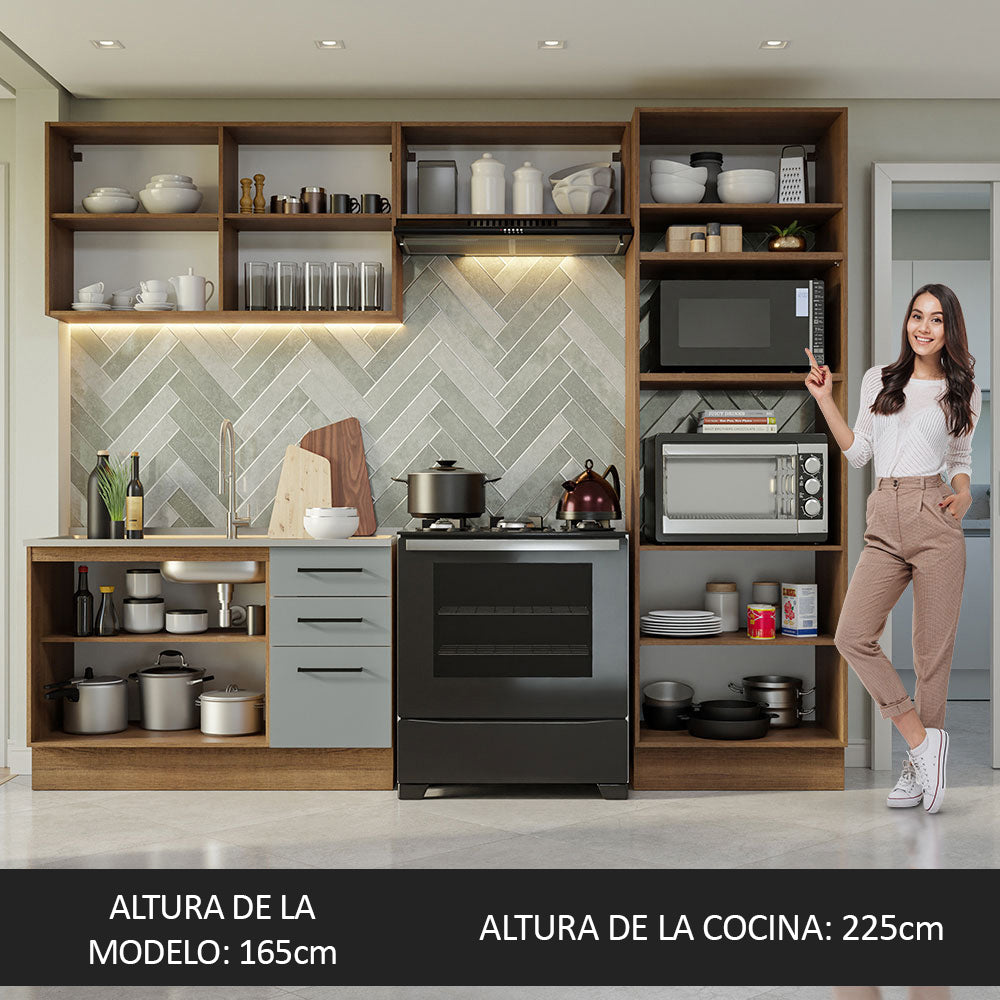Cocina Integral 270 x 52 cm Marrón/Gris Agata Madesa