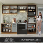 Cocina Integral 270 x 52 cm Marrón/Gris Agata Madesa