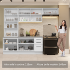 Cocina Integral 270 x 52 cm 9 Puertas 3 Cajones Blanco Agata Madesa