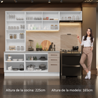 Cocina Integral 270 x 52 cm 9 Puertas 3 Cajones Blanco/Crema Agata Madesa