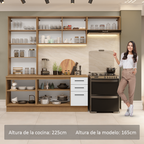 Cocina Integral 270 x 52 cm 9 Puertas 3 Cajones Marrón/Blanco Agata Madesa