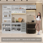 Cocina Integral 270 x 52 cm 9 Puertas 3 Cajones Blanco/Gris Agata Madesa