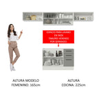 Cocina Integral 280 x 52 cm 5 Puertas 3 Cajones Blanco/Gris Agata Madesa 03