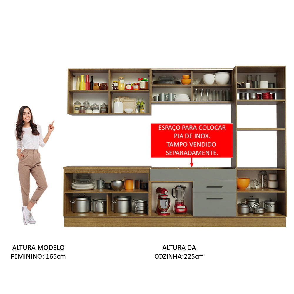 Cocina Integral 310cm Marrón/Gris Agata 01