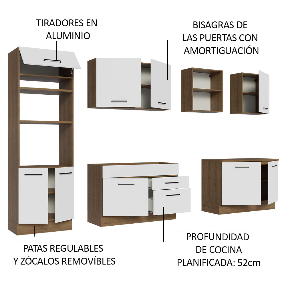 Cocina Integral 310 cm Con Mueble para Horno Marrón/Blanco Agata Madesa