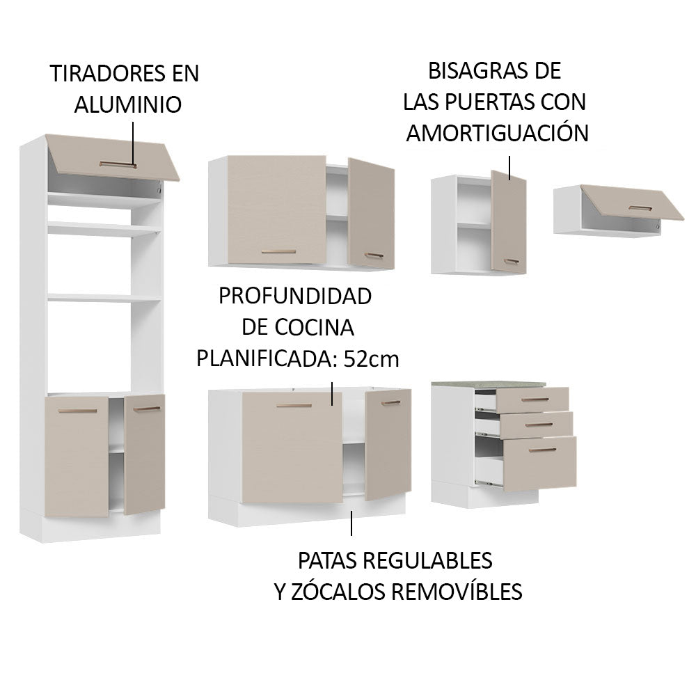 Cocina Integral 330cm Blanco/Crema Agata 01