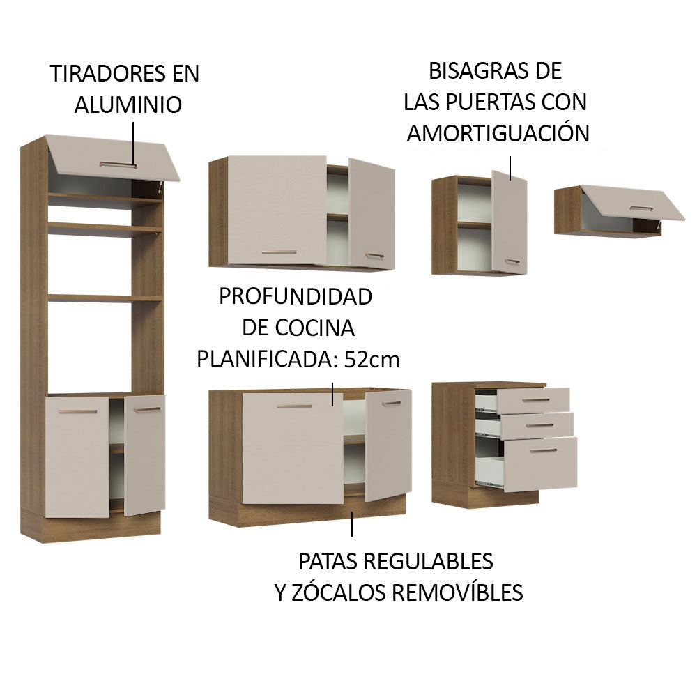 Cocina Integral 330cm Marrón/Crema Agata 01