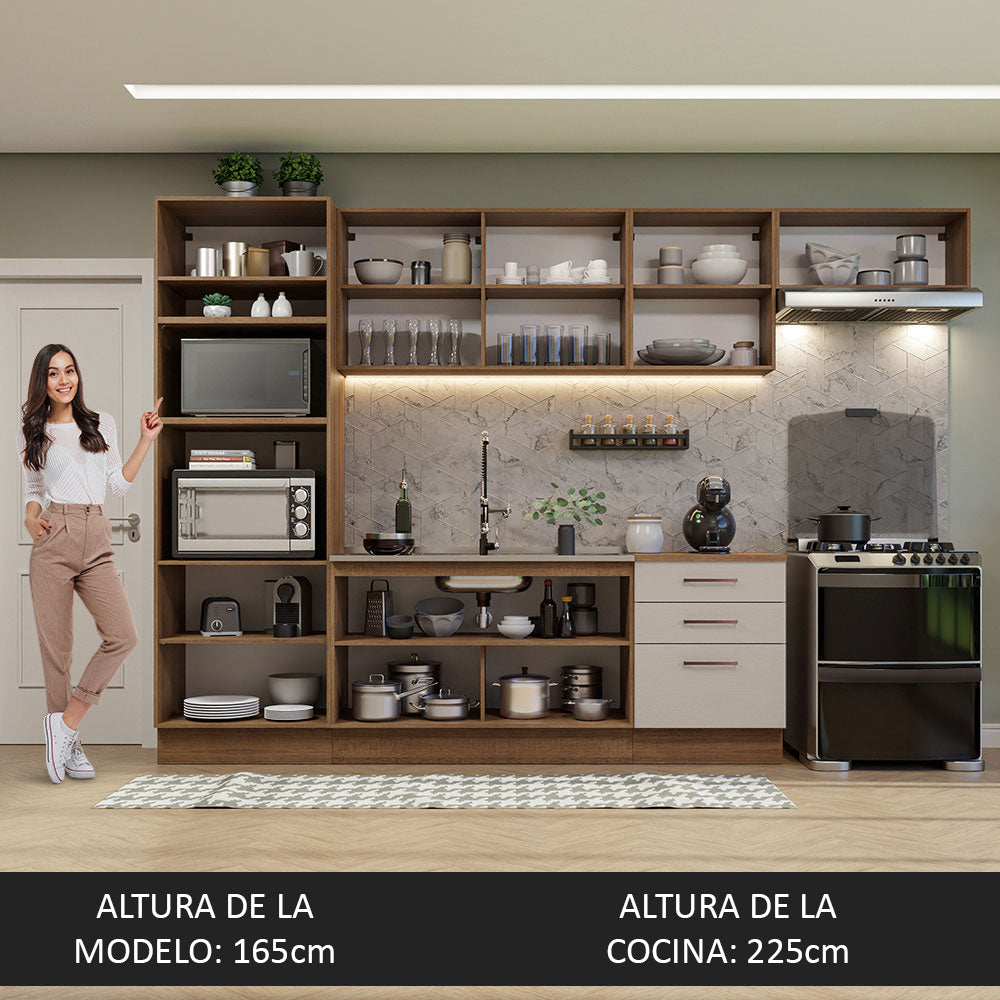Cocina Integral 330cm Marrón/Crema Agata 01