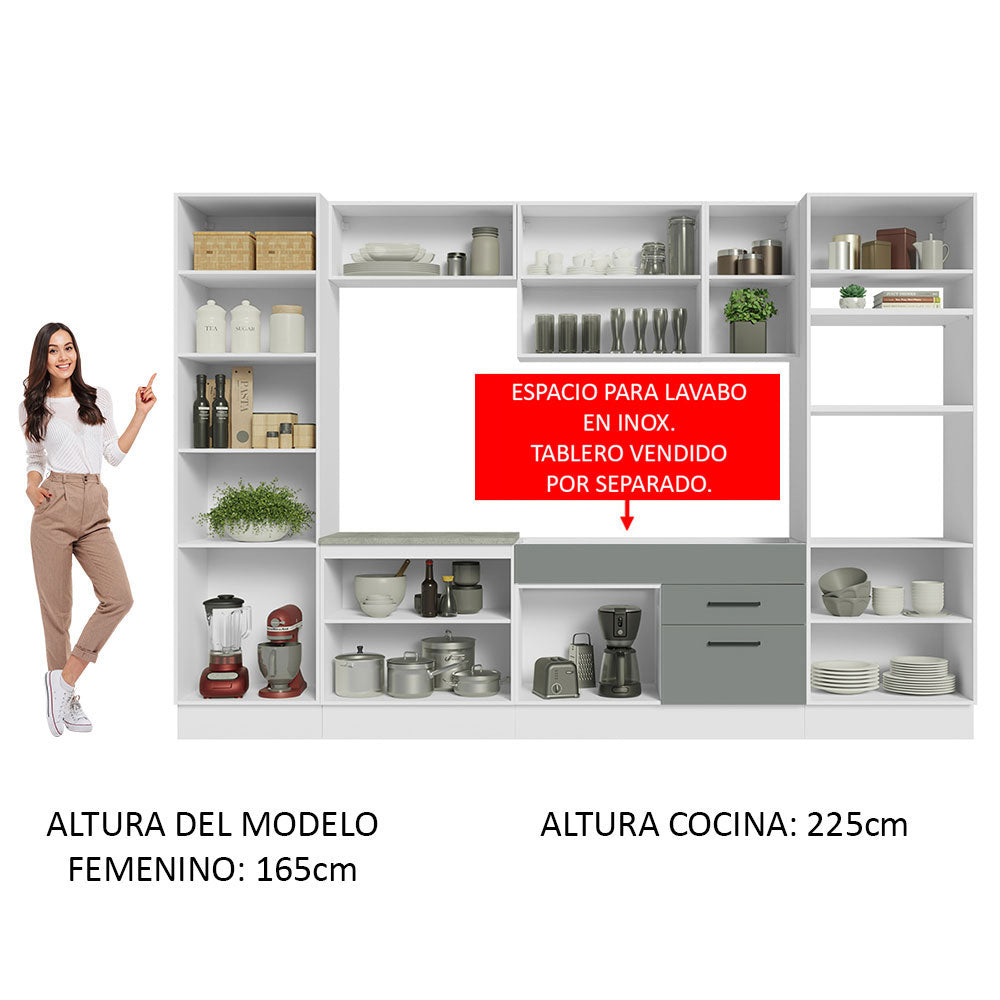 Cocina Integral 330 cm Con Mueble para Horno Blanco/Gris Agata Madesa
