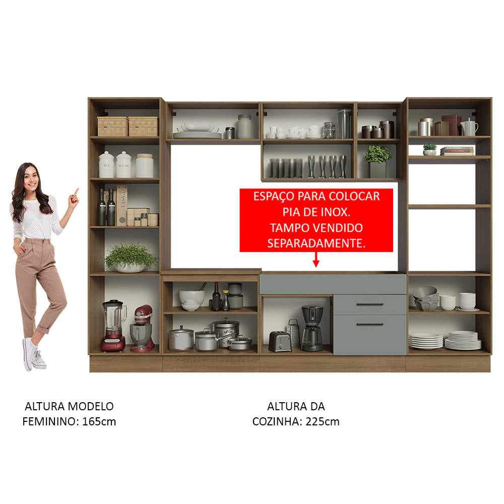 Cocina Integral 330cm Marrón/Gris Agata 02