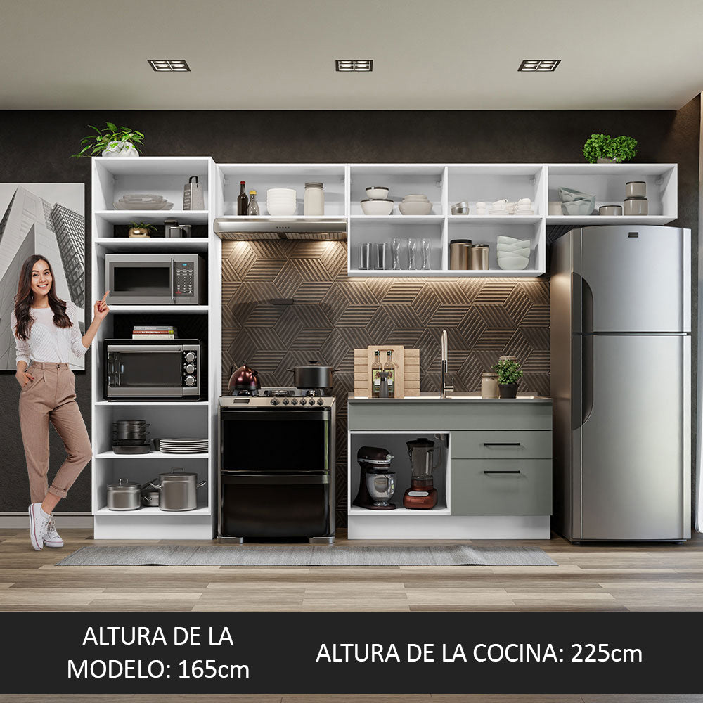 Cocina Integral 350 cm Con Mueble para Horno Blanco/Gris Agata Madesa