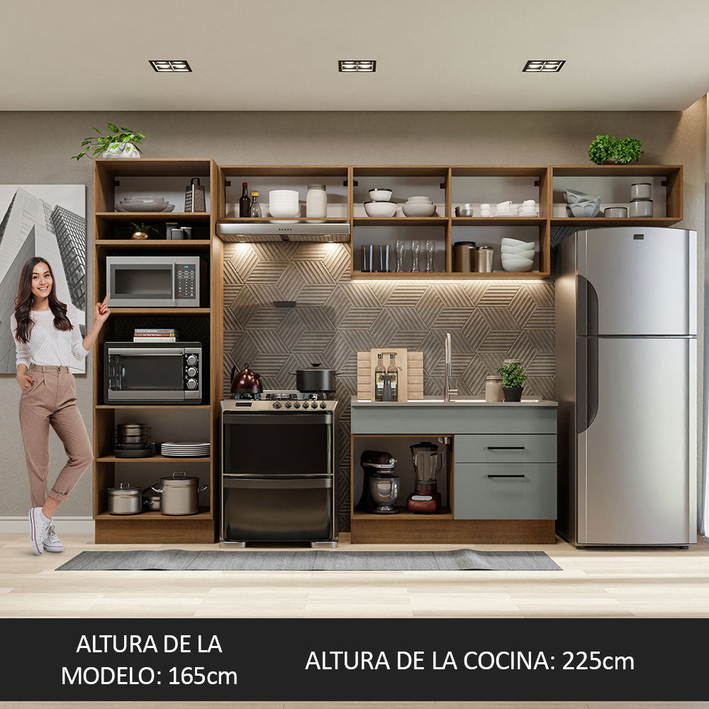 Cocina Integral 350 cm Con Mueble para Horno Marrón/Gris Agata Madesa