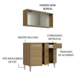 Cocina Compacta 105cm Con Gabinete Superior Marrón Emilly 01