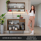 Cocina Compacta 105 cm Con Fregadero Marrón Emilly Madesa