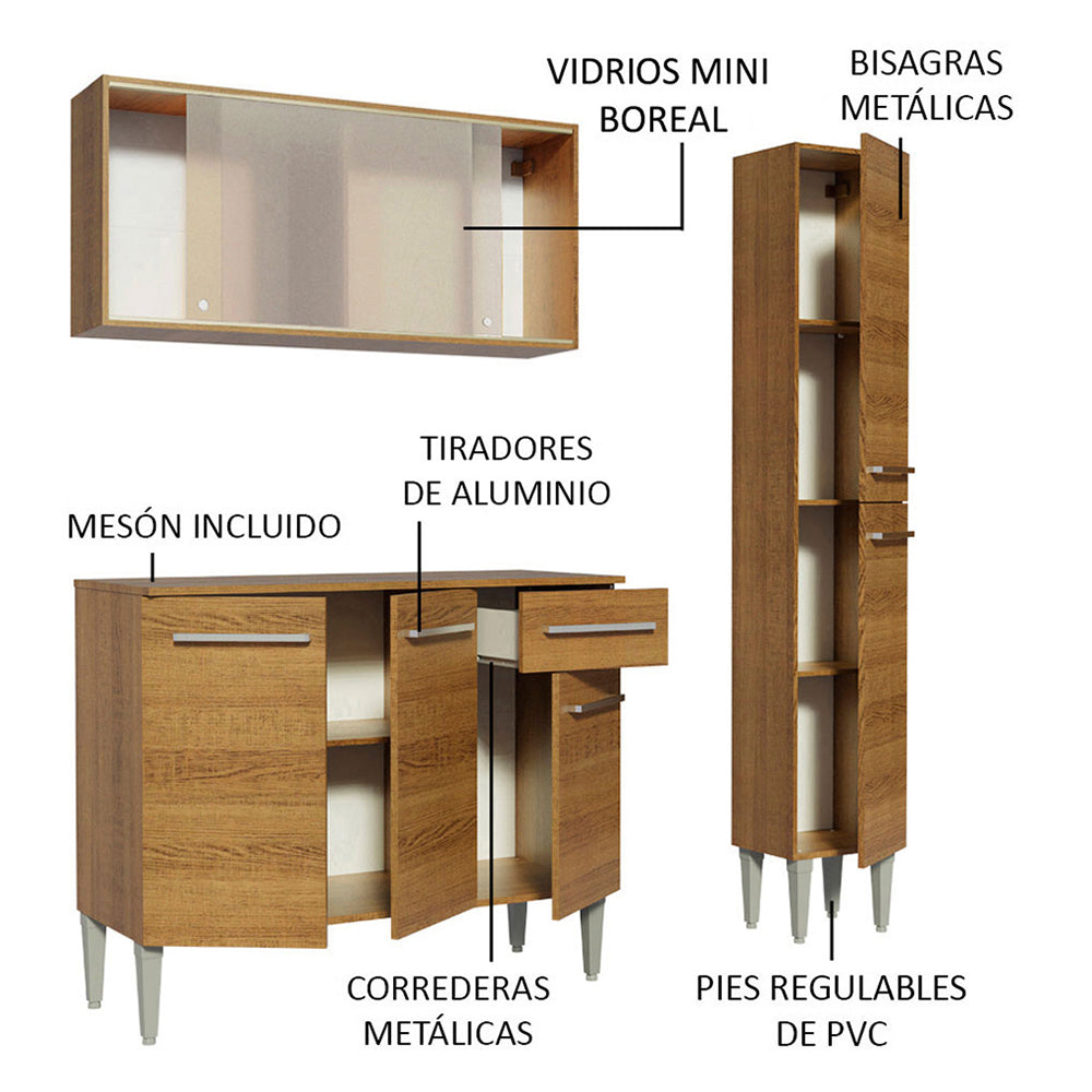 Cocina Compacta 137cm Marrón Emilly Force 02