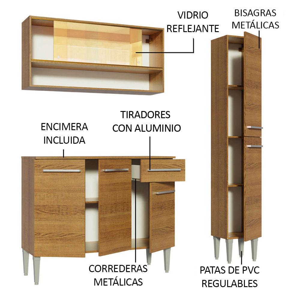 Cocina Compacta 137cm Marrón Emilly Art 04