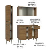 Cocina Compacta 137cm sin Fregadero Marrón Emilly 05