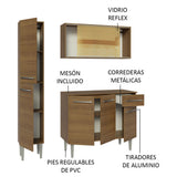 Cocina Compacta 137cm sin Fregadero Marrón Emilly 06