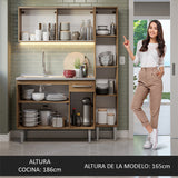 Cocina Compacta 137cm con Fregadero Marrón Emilly 07