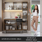 Cocina Compacta 137 cm Con Fregadero Marrón/Negro Emilly Madesa