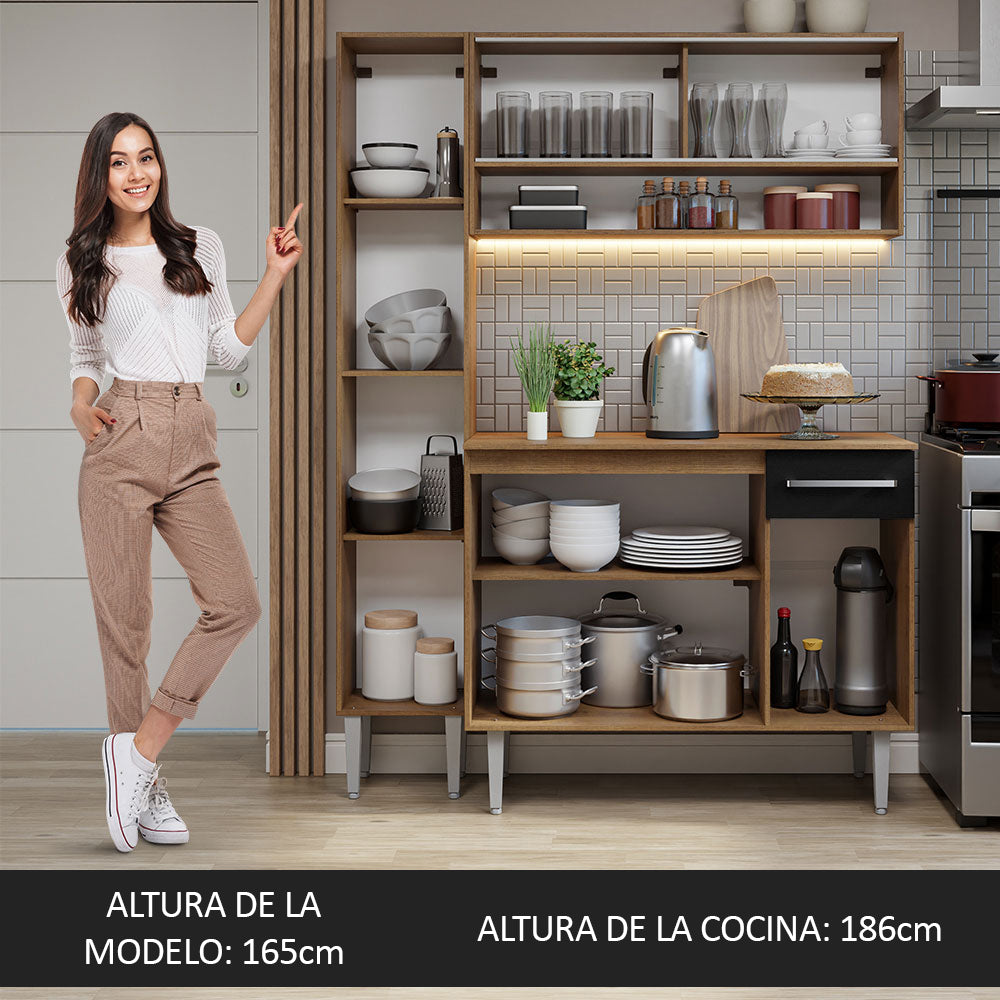 Cocina Compacta 137cm sin Fregadero Marrón/Negro Emilly 09