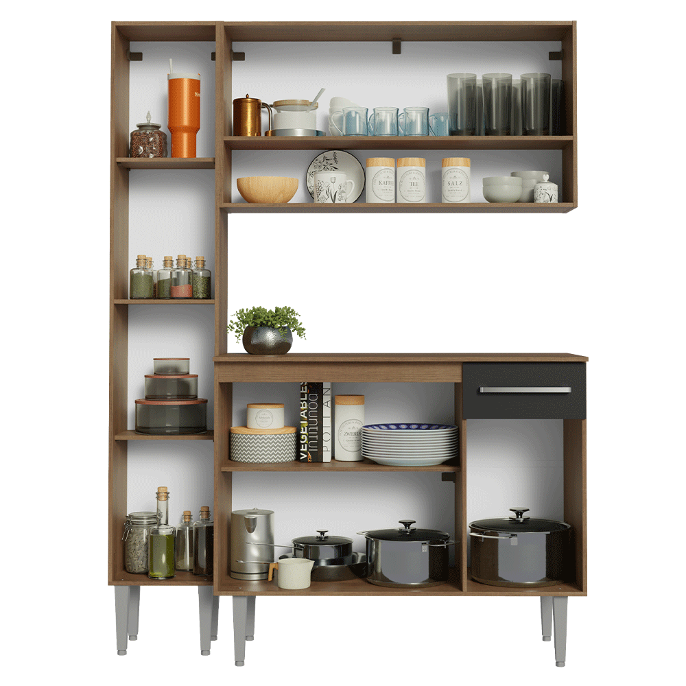 Cocina Integral 137 cm Marrón/Negro Emilly