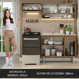 Cocina Compacta 165cm con Fregadero Marrón Emilly 01