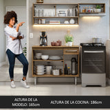Cocina Compacta 165cm sin Fregadero Marrón Emilly 02