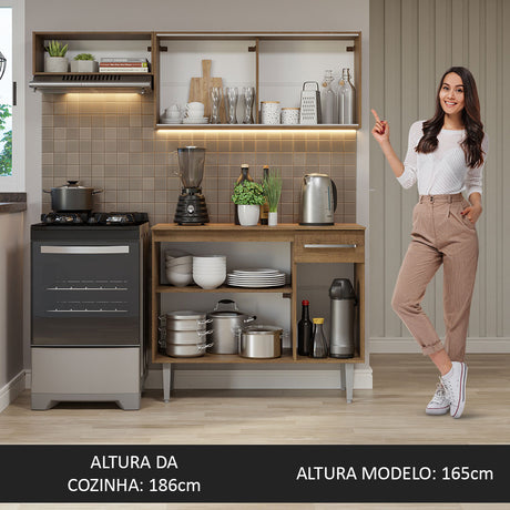 Cocina Compacta 165cm Marrón Emilly Madesa 03