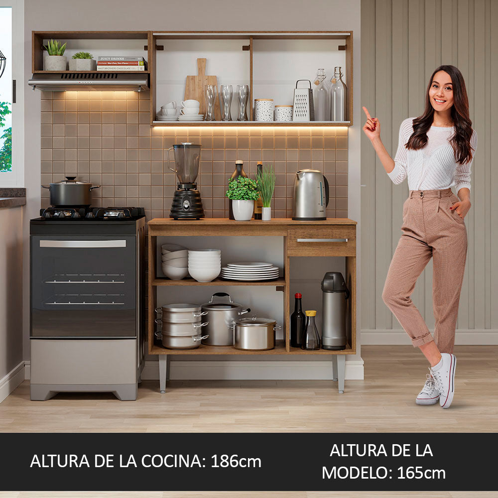 Cocina Compacta 165cm Marrón Emilly 03
