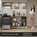 Cocina Compacta 165 cm Marrón/Negro Emilly Madesa