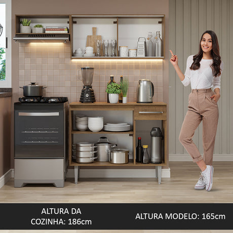 Cocina Compacta 165cm Marrón Emilly Madesa 04