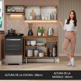Cocina Compacta 165cm Marrón Emilly 04