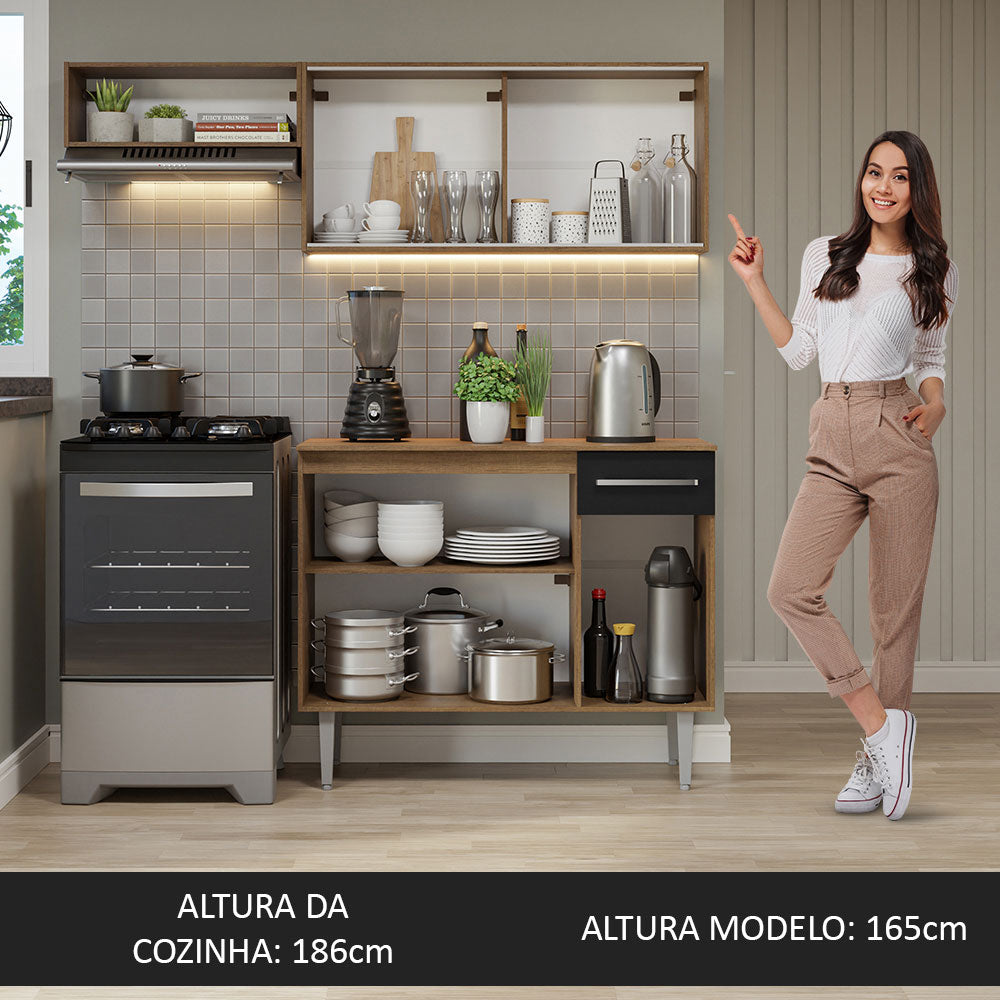 Cocina Compacta 165cm Marrón/Negro Emilly Madesa 04