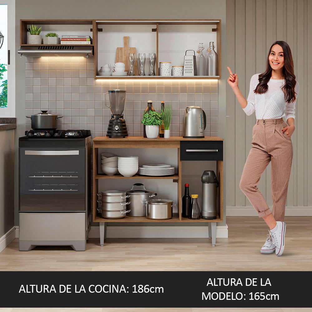 Cocina Compacta 165cm Marrón/Negro Emilly 04