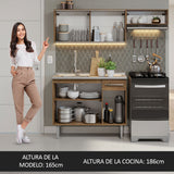 Cocina Compacta 165cm con Fregadero Marrón Emilly 05