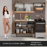 Cocina Compacta 165cm con Fregadero Marrón/Negro Emilly 05