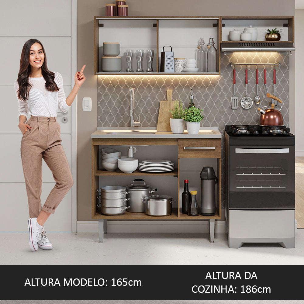 Cocina Compacta 165cm con Fregadero Marrón Emilly 06