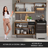 Cocina Compacta 165cm con Fregadero Marrón/Negro Emilly 06