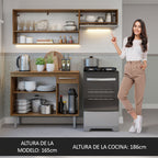 Cocina Compacta 165 cm 5 Puertas 1 Cajón Marrón/Gris Emilly Madesa 07